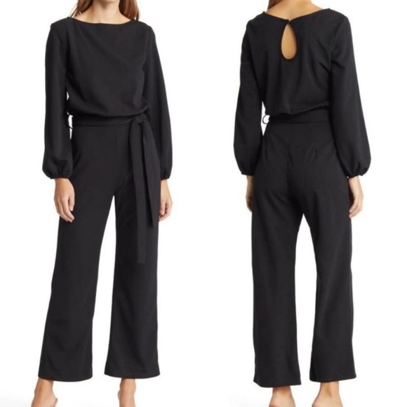 Nikki Lund Joy Black Long Sleeve Wide Leg Jumpsuit SIZE MEDIUM - Picture 1 of 9